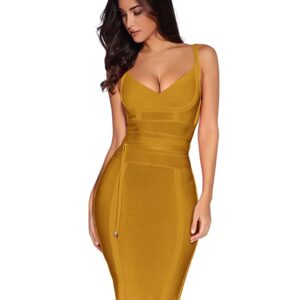 meilun Womens Rayon Belt Detail Bandage Bodycon Party Dress