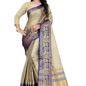 Women's Nylon Embroidered With Lace Border Saree and Blouse Piece- Yellow