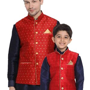 VASTRAMAY Baap Beta Deep Blue Nehru Jacket