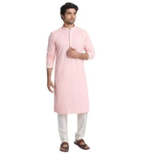 Manyavar SelfDesign Chikankari Knee Long Kurta and Churidar Set For Men