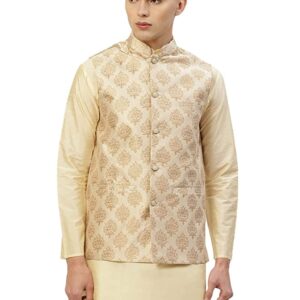 Jompers Men's Woven Design Nehru Jacket.