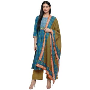BIBA Women's Cotton Salwar Kurta Dupatta