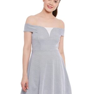 Miss Chase Womens Black and White Off Shoulder Dress