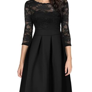 Miusol Women's Vintage Floral Lace 2/3 Sleeve Bridesmaid Party Dress