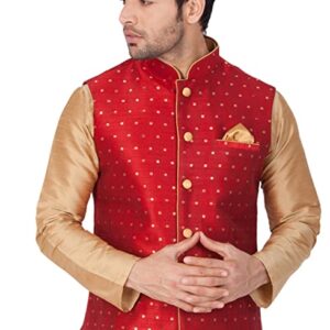 VASTRAMAY Men's Egyptian Blue Cotton Blend Ethnic Jacket