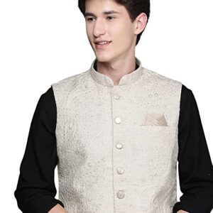 Manyavar Nehru Jacket For Men, Ethnic Jacket for Festival, Wedding, Party, Sleevless Jacket, Solid