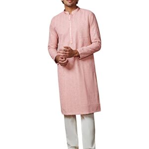 Manyavar Kurta Set for Men, Full Sleeves Mandarin Collar Ethnic Kurta Set for Engagement, Wedding, Party Solid