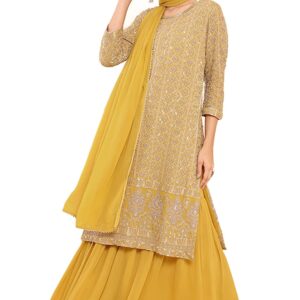 Soch Yellow Georgette Solid Suit Set