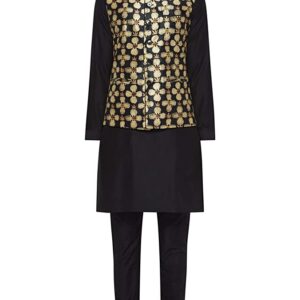 ethnix Black Polyester Regular Fit Kurta