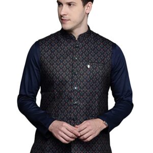 Manyavar Men's Printed (WC00196-306-M_Blue_M)