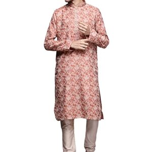 Manyavar Kurta Set for Men, Full Sleeves Mandarin Collar Ethnic Kurta Set for Engagement, Wedding, Party Printed