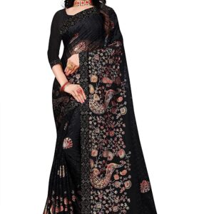 CHITRAKSHI Women's Designer Art Silk Fabric Brasso Saree with foil & Blouse Piece