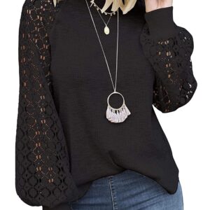 MIHOLL Women’s Long Sleeve Tops Lace Casual Loose Blouses T Shirts