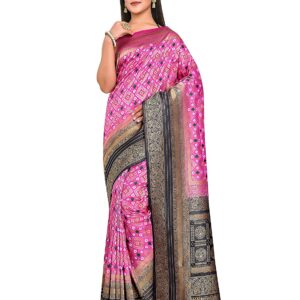 MIMOSA Women's Patola Art Silk Saree with Blouse Piece : 5419-2806-2D-PN-GY
